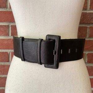 Vintage Donna Karen NY Wide Black Leather Belt Made in USA